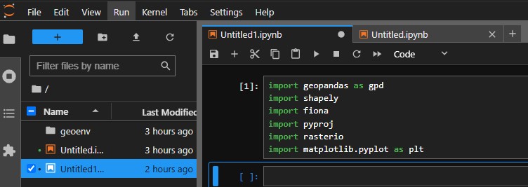 Instalando bibliotecas Python para geoprocessamento no WSL Importação de bibliotecas para geoprocessamento no Jupyter Notebook